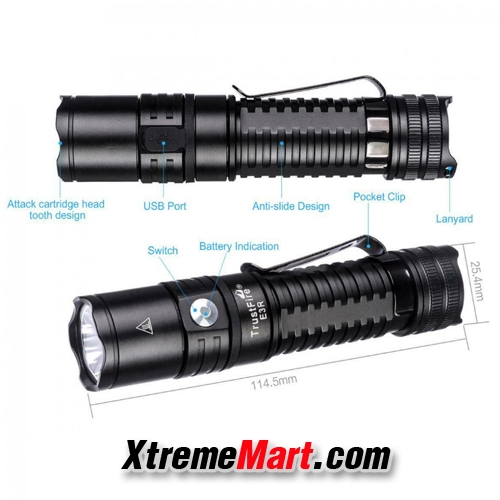 ไฟฉาย TrustFire E3R XPL V3 LED 1000 ลูเมน USB Rechargeable Flashlight Predator Torch Light