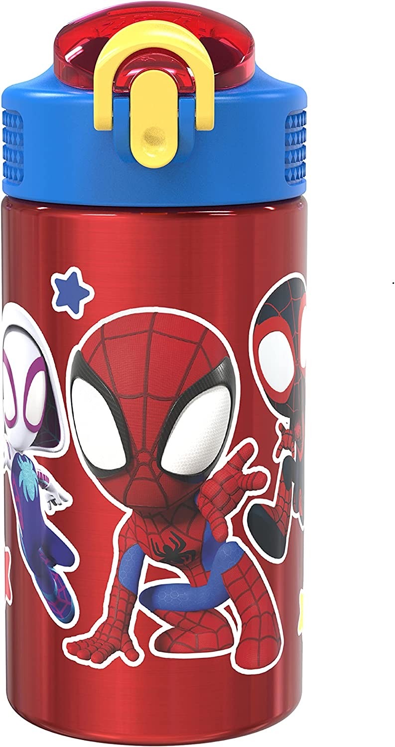 กระติกน้ำสเตนเลสพร้อมหลอดดื่ม Zak! Spider-Man & Friends 16 Oz. Stainless Steel Water Bottle