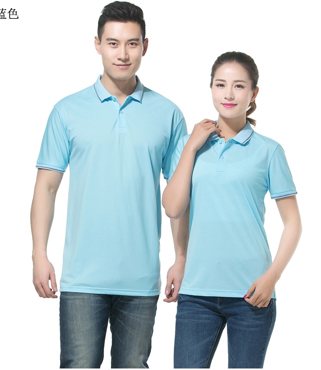 P6012006 เสื้อฟอร์มพนักงาน เสื้อยืดปกโปโล เสื้อโปโลสีฟ้าอ่อน P6012006