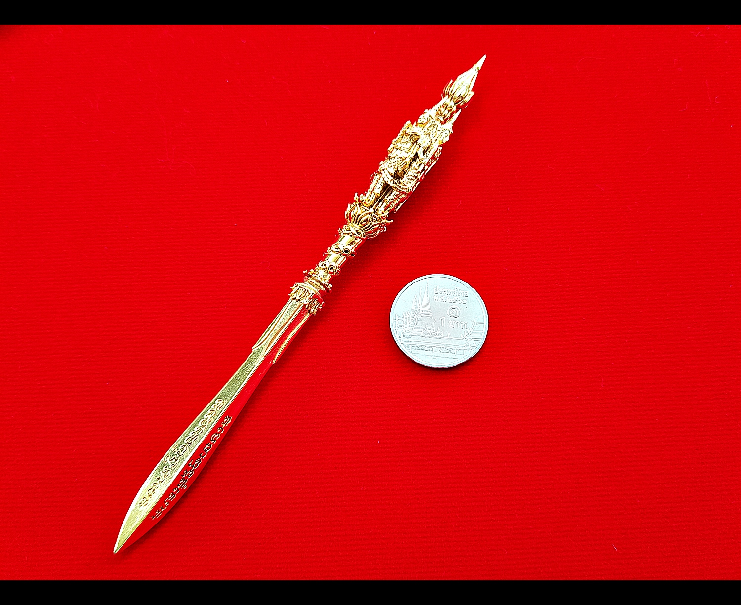 พระขรรค์โสฬส ศรีสรรเพชญ์ ที่๑ (ด้ามท้าวมหาราช ทั้ง4องค์ ท้าวจตุโลกบาล) (เข้าพิธีปลุกเสกมีดหมอเพชราวุธ วัดท่าขนุน ปี2558) ชุบทองแท้ #รับประกันแท้