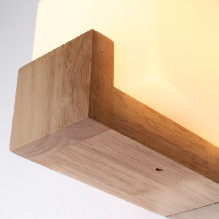 โคมไฟติดผนังไม้โมเดิร์น โป๊ะสี่เหลี่ยม 18x12cm รุ่น W6017