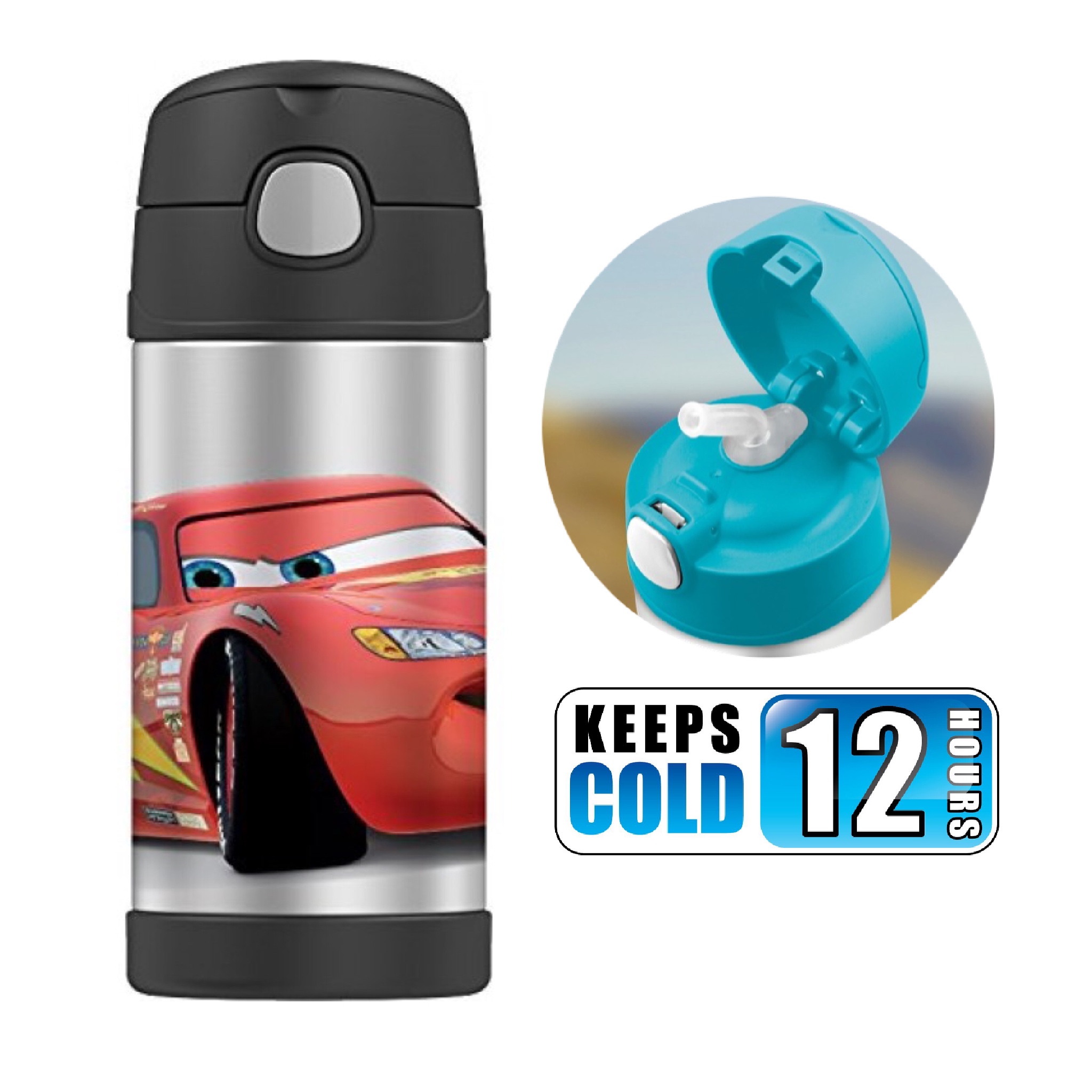 กระติกน้ำสเตนเลสรักษาอุณหภูมิ Thermos Disney Cars FUNtainer Vacuum Insulated Stainless Steel Bottle 12OZ