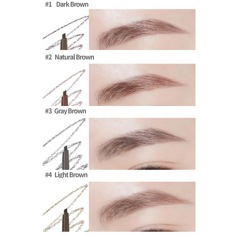 (รุ่นSlim #1) Etude Bare Edge Slim Brow ดินสอเขียนคิ้วหน้าตัดหกเหลี่ยม แท่งเรียวเล็กทำให้การเขียนเป็นธรรมชาติสุดๆ พร้อมหัวแปรงปัดอีกด้านให้คิ้วฟุ้งสวยงาม