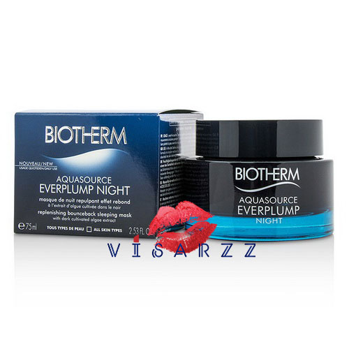 Biotherm Aquasource Everplump Night Sleeping Mask 75mL ผลิตภัณฑ์ดูแลผิวยามค่ำคืน ด้วยสารสกัดจาก Microalgae ที่ทรงพลังจากการหมักบ่มในที่มืด ช่วยกักเก็บความชุ่มชื้น