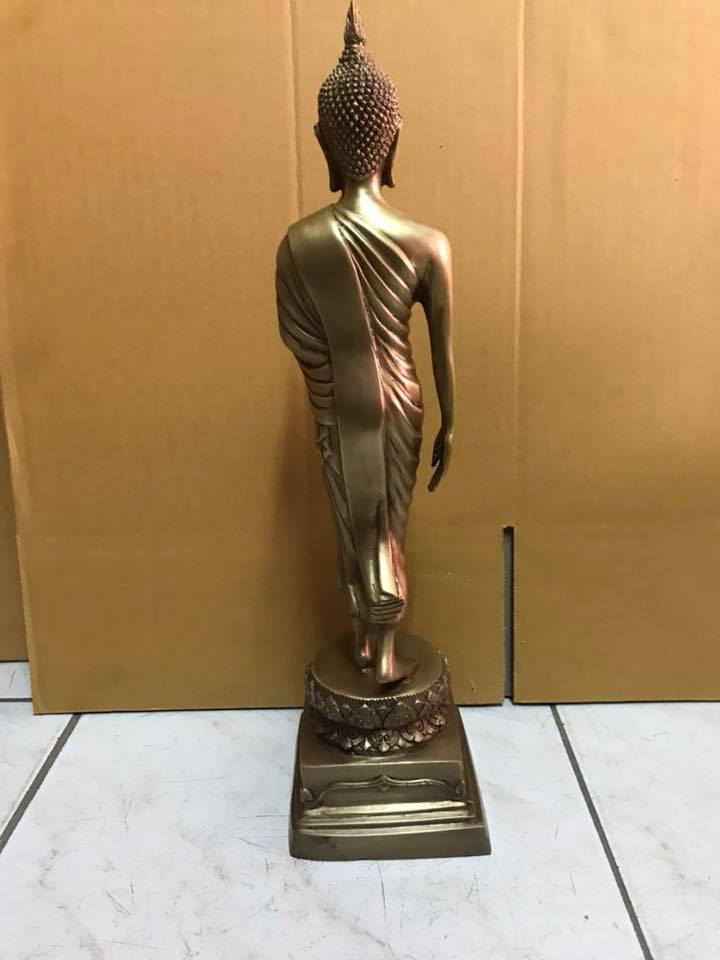 รูปหล่อ พระพุทธรูป ประทานพร ปางลีลา (ความสูง15.5นิ้ว) เนื้อทองเหลืองมันปู