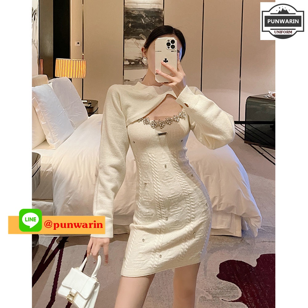 ชุดลำลองวันสบายๆ สาวเกาหลีวัยทำงานชุดเดรส W6503016 เบจ S-XXL