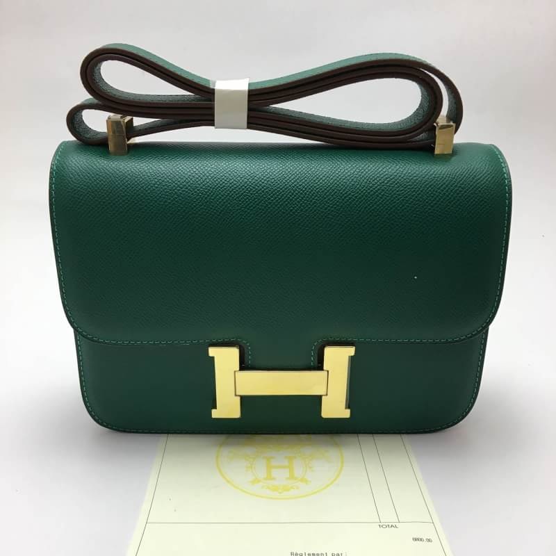 กระเป่า hm constance epsom leather สีเขียว 24 cm หนังอิมพอร์ทยุโรป