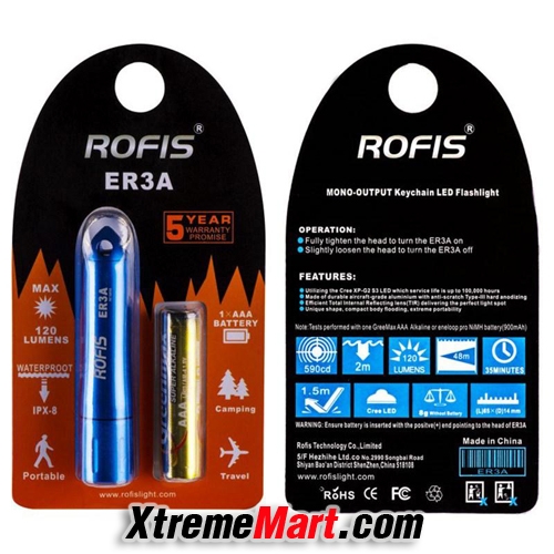 มินิไฟฉาย Rofis รุ่น ER3A 120 ลูเมน แสงขาว Cree XP-G2 S3 Mini Flashlight กรุณาระบุสี (ดำ/เขียว)