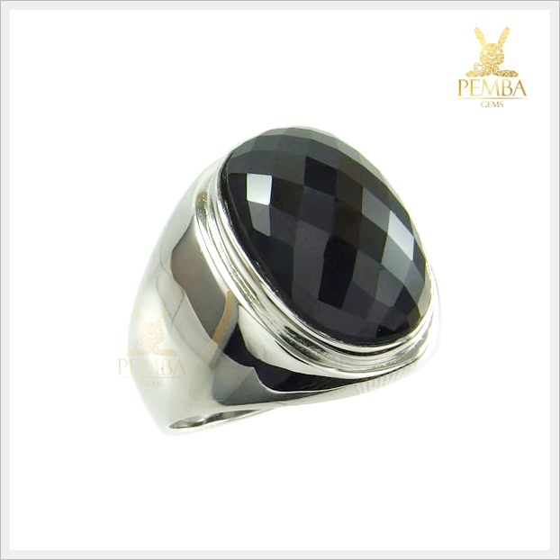 แหวนนิลแท้ เงินแท้925 ชุบทองคำขาว เรียบหรู อย่างมีสไตล์