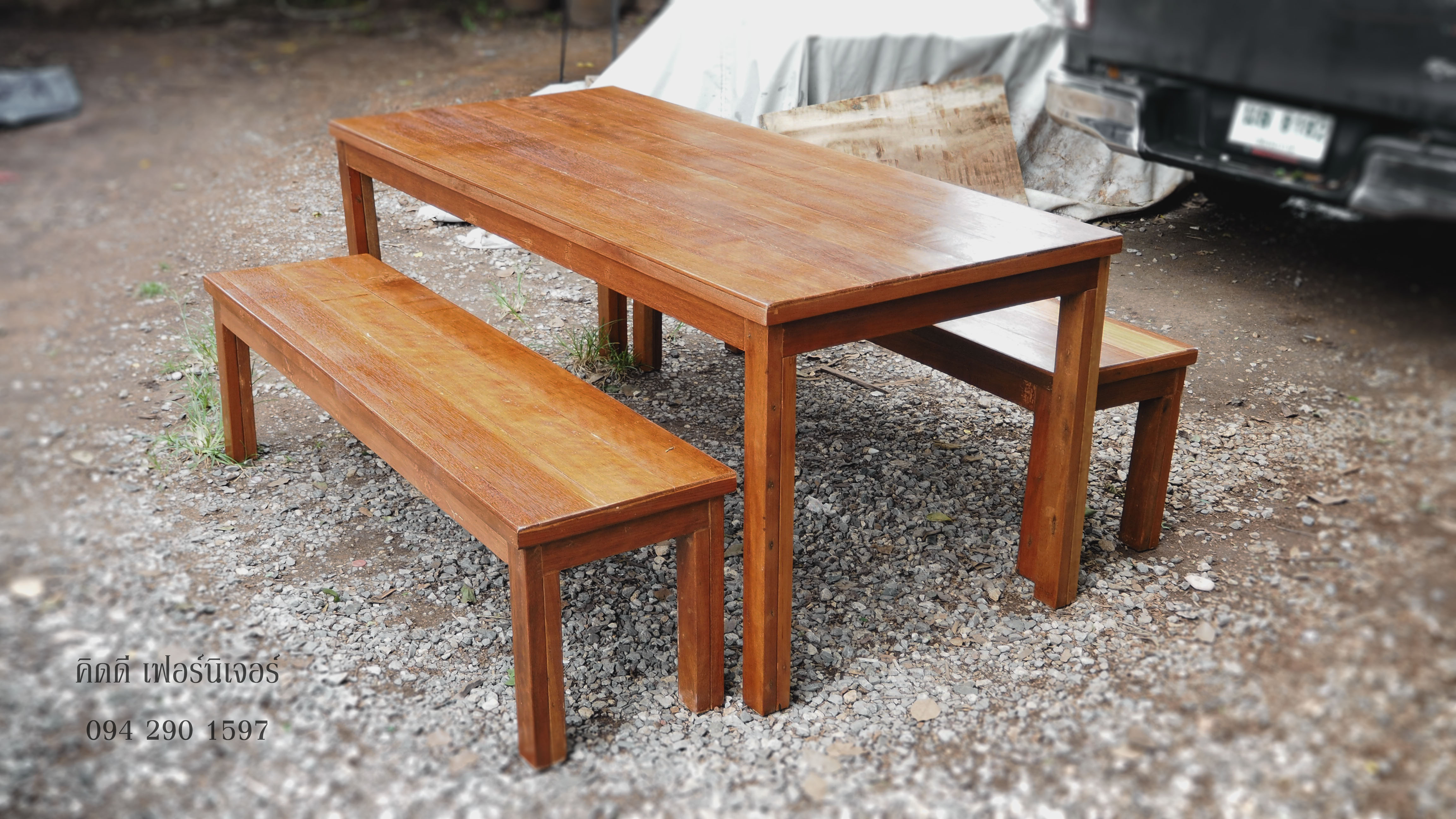 ขุดโต๊ะกินข้าว รุ่น ขอบยื่นไม้บาง