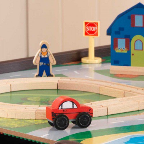 โต๊ะกิจกรรมสำหรับเลโก้พร้อมชุดรถไฟ Kidkraft 2-in-1 Activity Table with LEGO-Compatible Board and Train Set (Espresso)