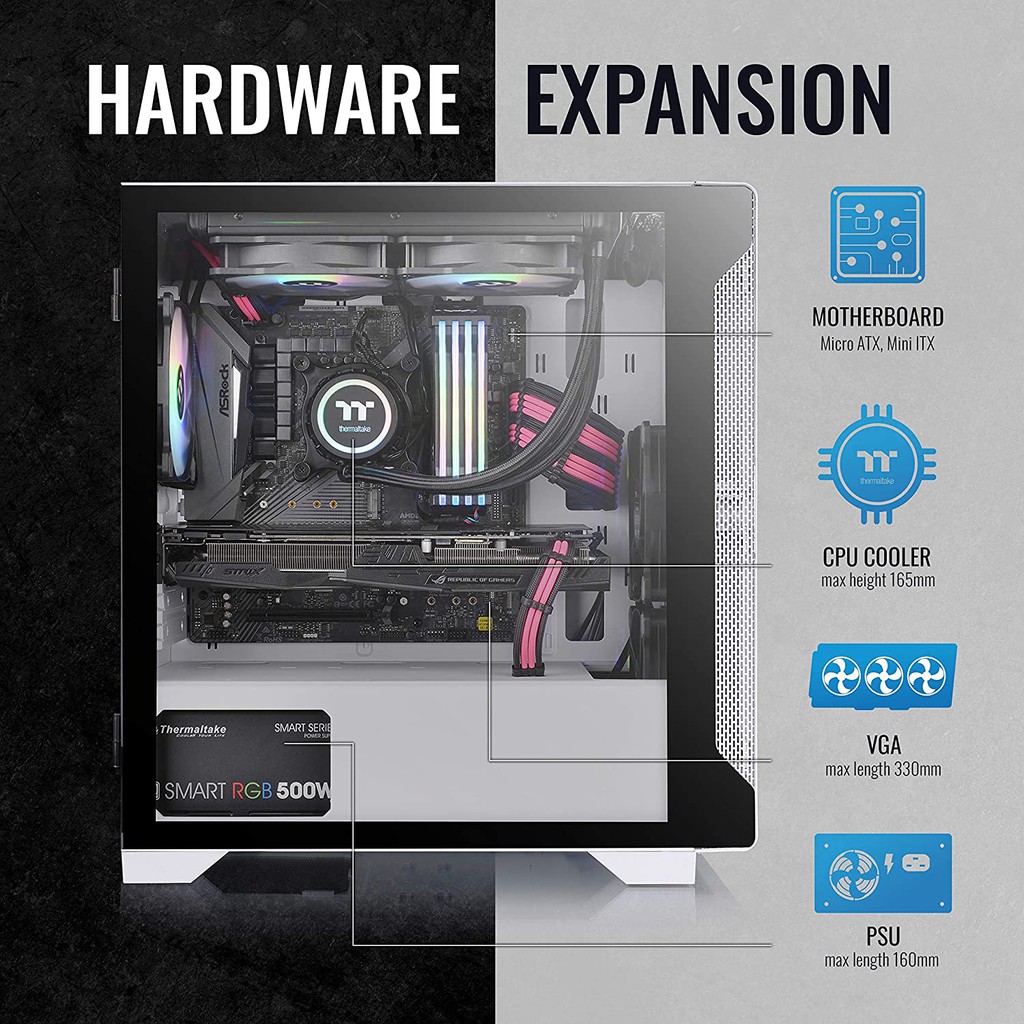 Case Thermaltake S100 Snow, S100 mATX Tempered Glass #เคส