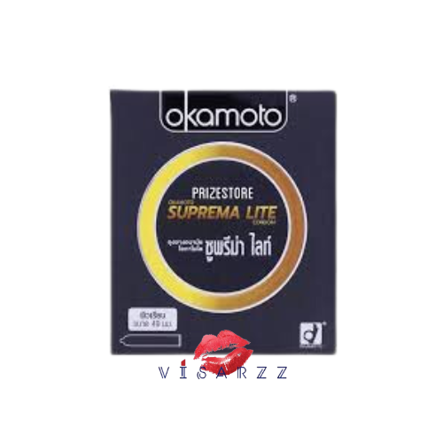 (Exp.09/29) Okamoto Suprema Lite 1 กล่อง 2 ชิ้น โอกาโมโต ซูพรีม่าไลท์ ขนาด 49 มม. ถุงยางอนามัยจากญี่ปุ่น บาง ฟิตกระชับ ช่วยให้แข็งตัวได้ดีขึ้น