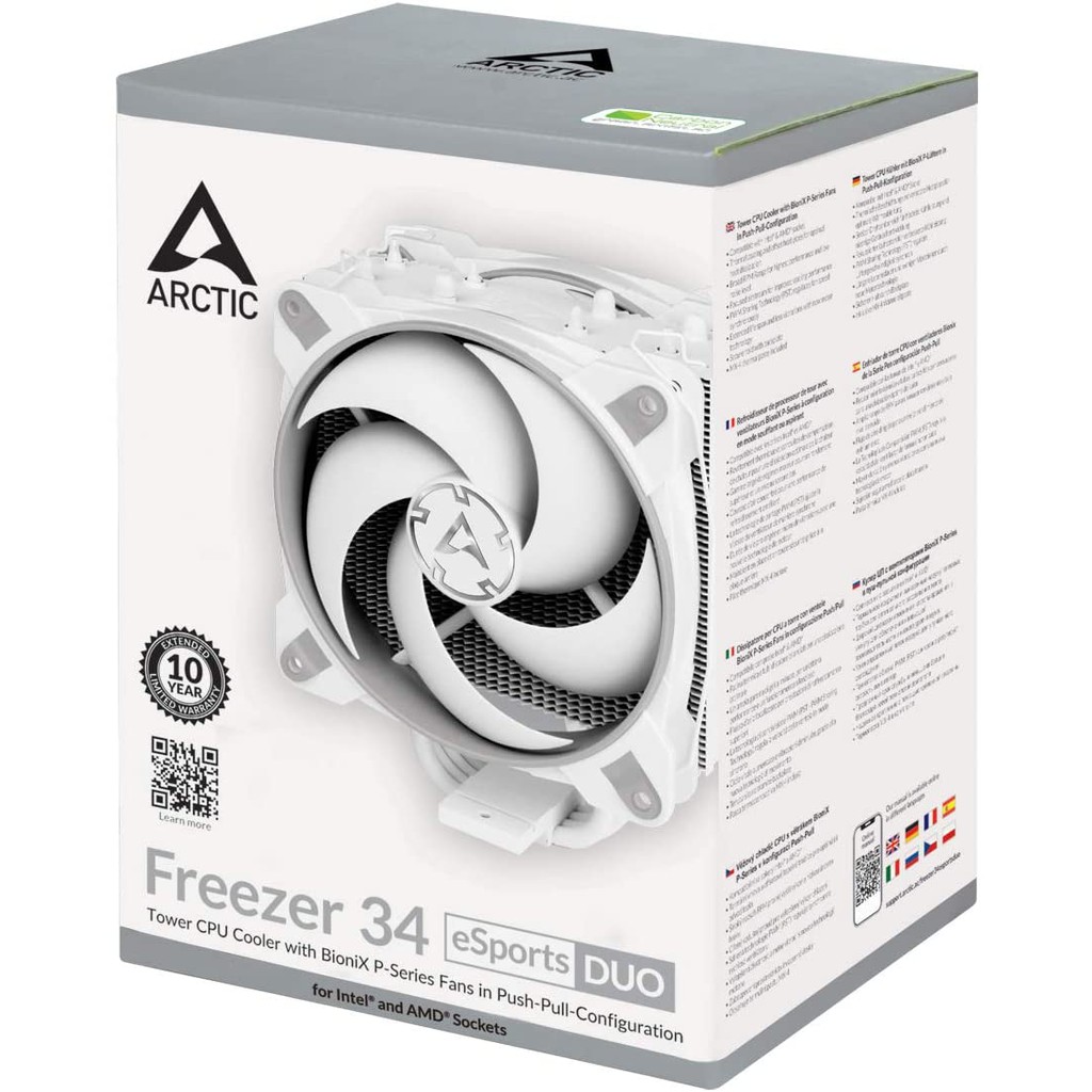ARCTIC Freezer 34 eSports DUO WHITE - Tower CPU Cooler with BioniX P-Series case fan in push-pull, 120 mm