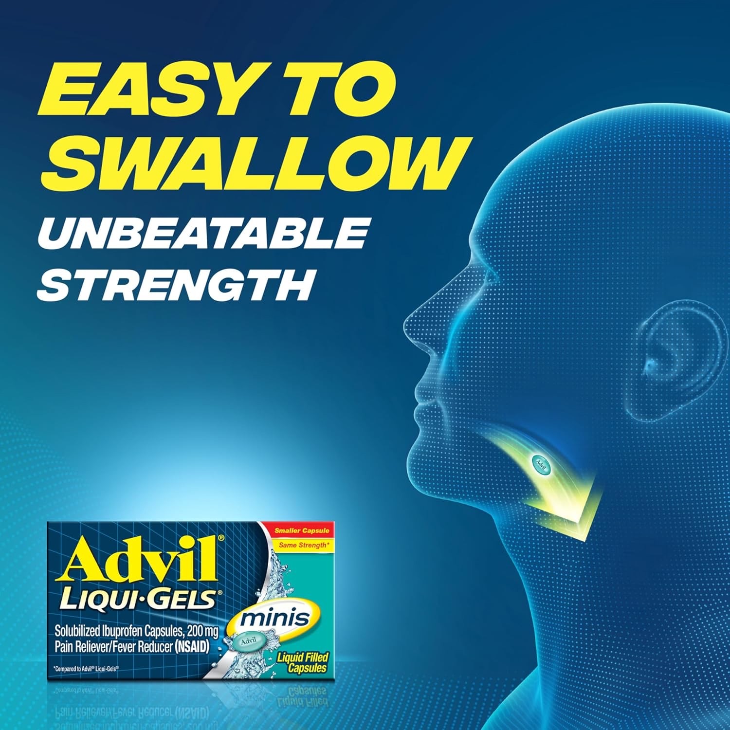 ยาบรรเทาอาการปวดและลดไข้ Advil Liqui-Gels - Minis (160 Capsules)