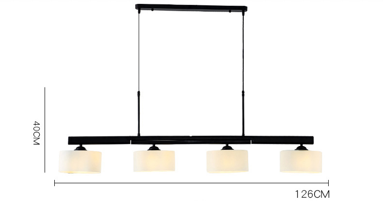 โคมไฟแขวนเพดานสไตล์นอร์ดิกโครงสีดำก้านยาวโป๊ะแก้วสีขาวขุ่นไฟ 4 ดวง [H863]