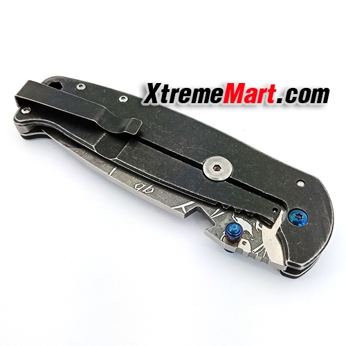 มีดพับ NAVY รุ่น K814A Stainless Steel Folding Knife-Frame Lock ด้ามจับ 2 สไตล์ G10&Stonewash (ใบลาย ด้ามสีดำ)