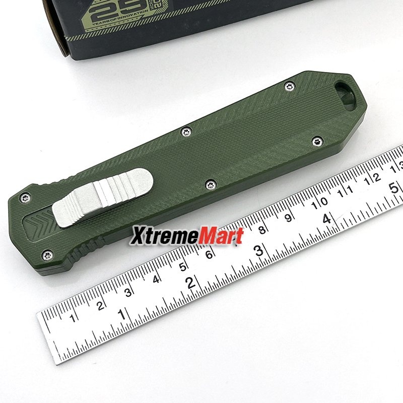 มีดสปริง Microtech (New Ultratech V2) คมเดียว ใบดำ ด้ามเขียว Combat Troodon Automatic Knife