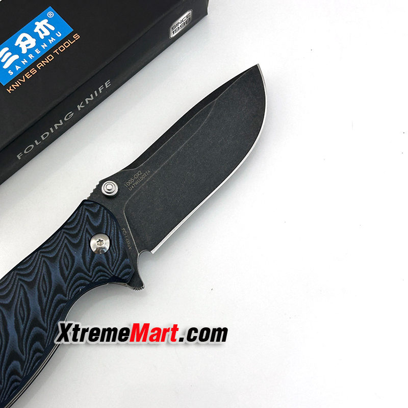 มีดพับ SANRENMU 1005 SRM-1005-GX2 ใบมีดสแตนเลส 9cr14mov ด้ามG10สีดำ จุดหมุนระบบตลับลูกปืน(Ball Bearing) เปิด-ปิด ลื่นมาก