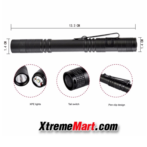 ไฟฉายปากกา LED CREE Q5 Penlight สว่าง 150 LM แสงขาว 1 โหมด (สีดำ)