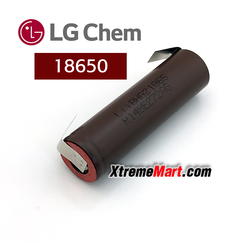 แบตเตอรี่ LG HG2 18650 3000mAh Rechargeable battery 3.6V + แถบโลหะ Nickel