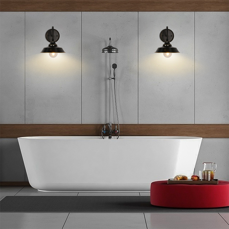 โคมไฟติดผนังก้านทรงโค้งสีทูโทนดำตัดทอง สไตล์ American Industrial [PT-01]