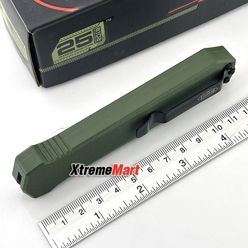 มีดสปริง Microtech (New Ultratech V2) คมเดียว ใบดำ ด้ามเขียว Combat Troodon Automatic Knife
