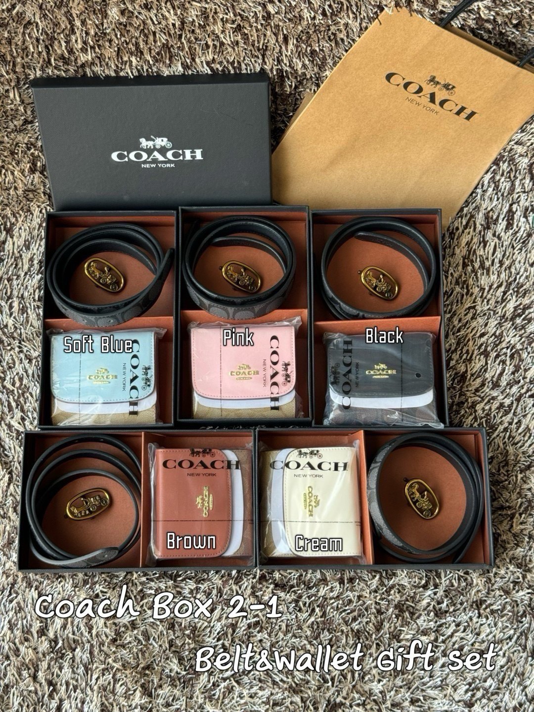 ซื้อ1แถม1 💕 Coach Boxed 2 in 1 Belt & Wallet Gift Set (แอดไลน์ก่อนสั่งซื้อ)