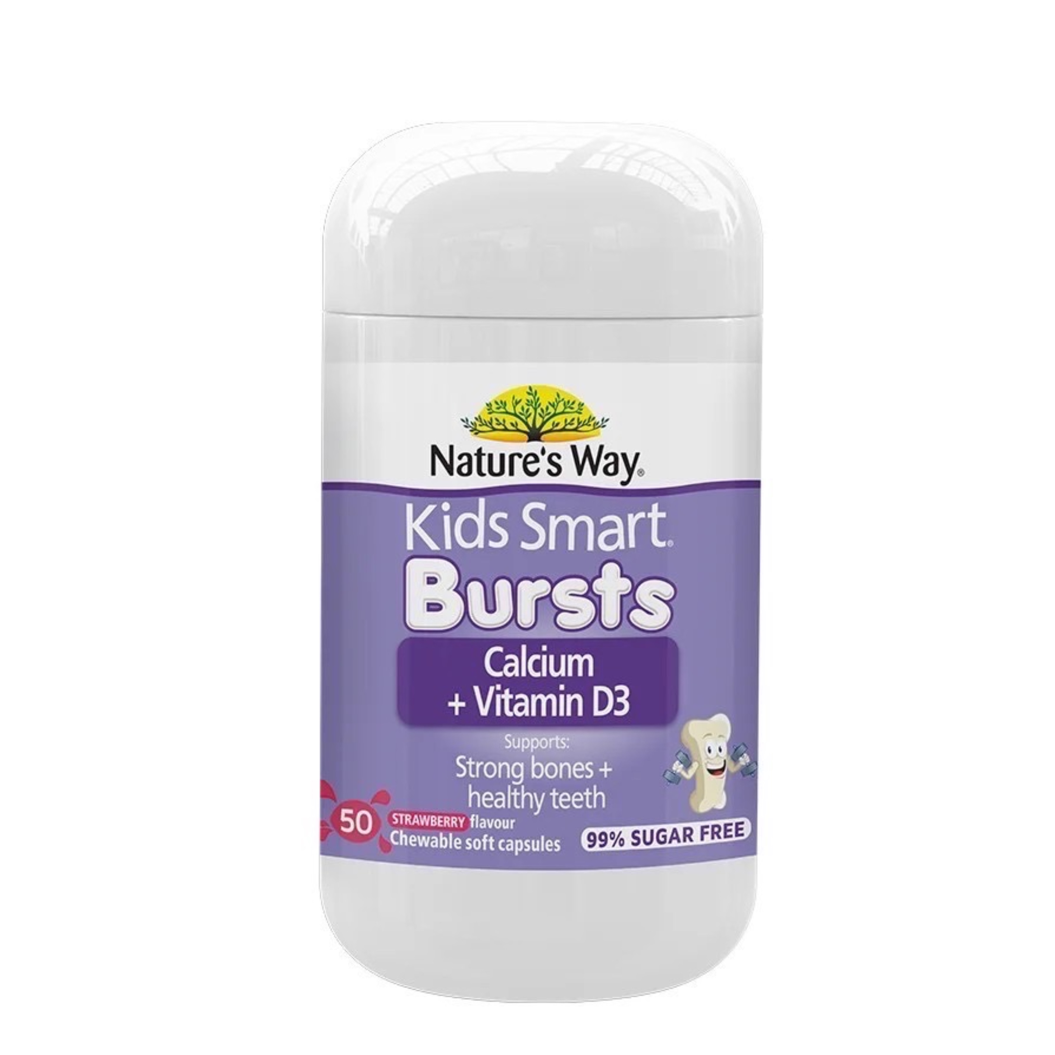 แคลเซียมเสริมวิตามิน D ชนิดเม็ดเคี้ยวสำหรับเด็ก Nature's Way Kids Smart Bursts - Calcium + Vitamin D3