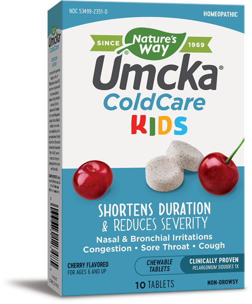 วิตามินบรรเทาอาการหวัดสำหรับเด็กชนิดเคี้ยว Nature's Way Umcka ColdCare Kids Chewable Tablets