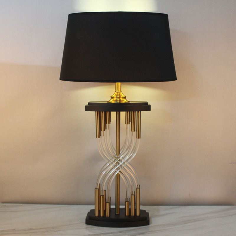 โคมไฟตั้งโต๊ะคริสตัลโป๊ะผ้าสีดำ สไตล์ยุโรป [RFC4082]