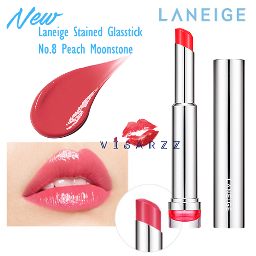(#8 Peach Moonstone) Laneige Stained Glasstick ลิปโกลว์ที่มอบสีสดชัดเจิดจ้าแต่มีประกายแวววาวดุจน้ำเคลือบคลุม ในเนื้อสัมผัสเรียบลื่นนุ่มนวล เติมความชุ่มฉ่ำล้ำลึกให้เรียวปากดูอวบอิ่ม ปรับใบหน้าโดยรวมให้ดูสว่างสดใสดูอ่อนเยาว์ยามกระทบแสงแดด