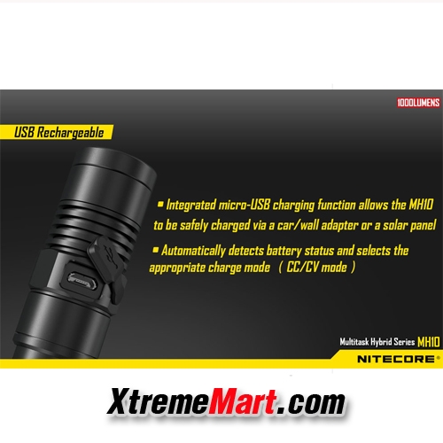ไฟฉาย Nitecore MH10 แสงขาว 1000LM CREE XM-L2 U2 LED flashlight พร้อมแบตเตอรี่ชาร์จ Nitecore 18650 + USB charger