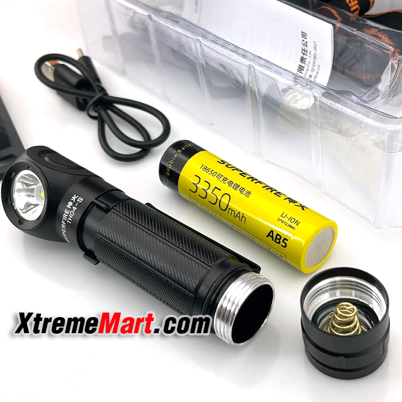 ชุดเซตไฟฉาย SuperFire รุ่น TH04-S แสงขาว 1200 ลูเมน 6โหมด USB Rechargeable