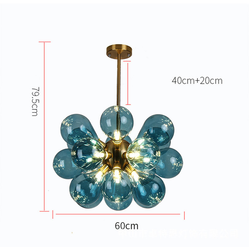 โคมไฟแขวนเพดานโป๊ะแก้วทรงพวงลูกโป่งโครงสีทอง รุ่น [DD-253]