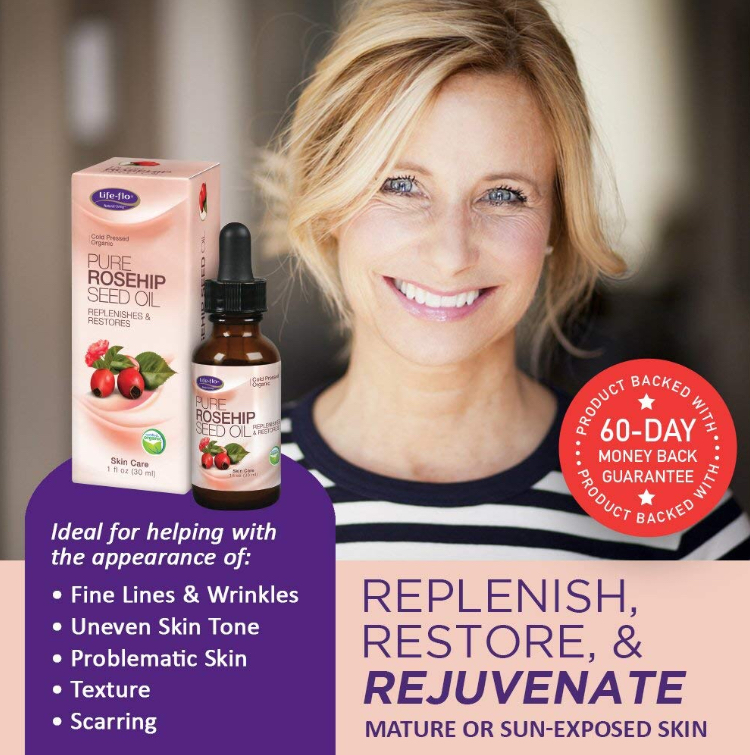 น้ำมันเมล็ดโรสฮิปปลอดสารพิษ Life-flo Cold Pressed Organic Pure Rosehip Seed Oil