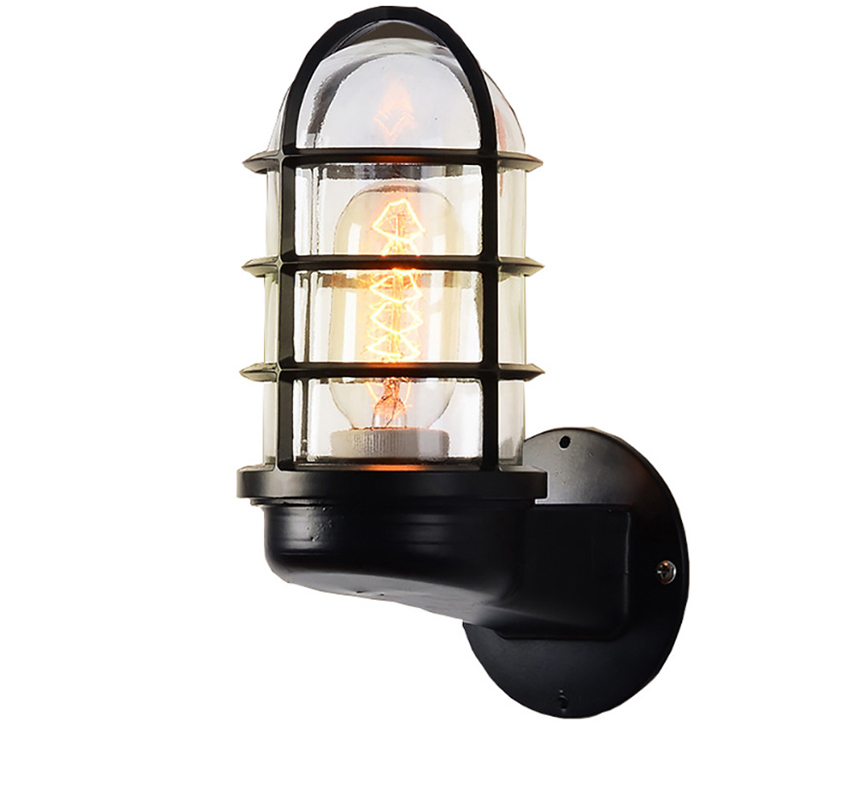 โคมไฟติดผนังภายนอก-ภายใน สไตล์ Industrial มีแก้วใสครอบ [BH023]