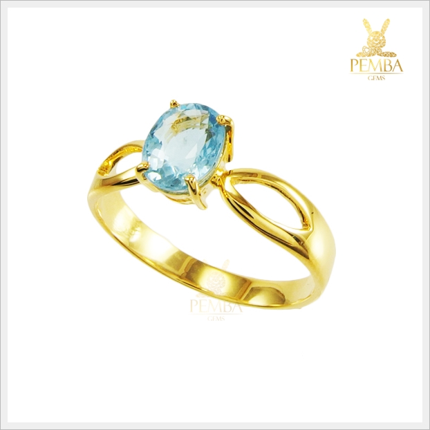 แหวนอะความารีนแท้ ทองแท้ ใส่ติดนิ้วเก๋ๆ(สามารถสั่งทำได้ค่ะ)