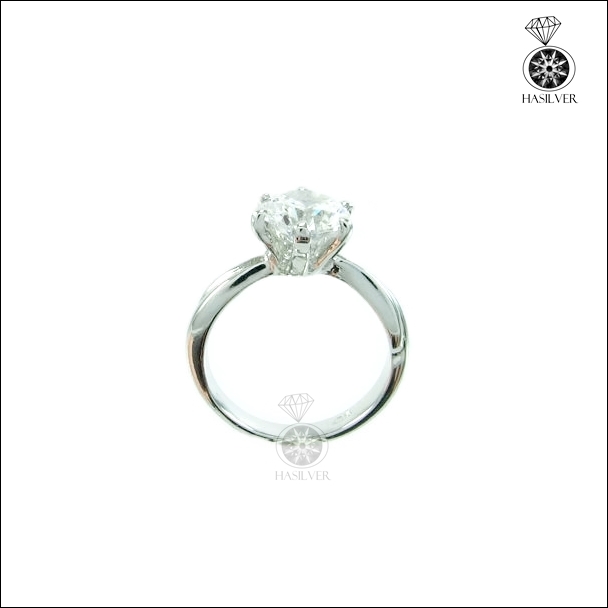 แหวนเงินแท้ 925 ชุบทองคำขาว ประดับเพชรCZ H&A