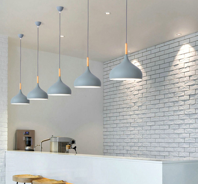 โคมไฟห้อยเพดานนอร์ดิกหัวไม้ ทรงกลมปลายแหลม