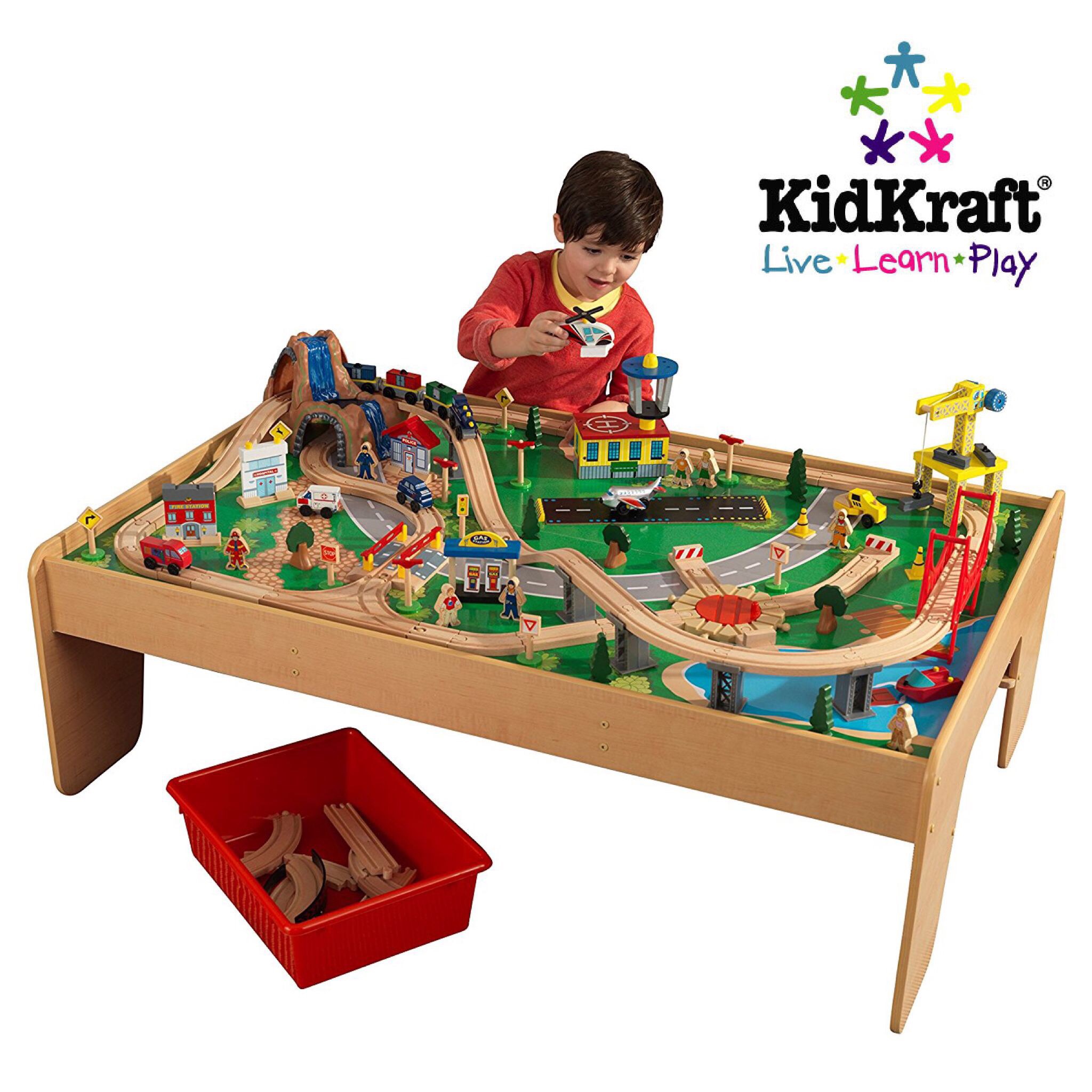 โต๊ะกิจกรรมเอนกประสงค์พร้อมชุดโมเดล KidKraft Waterfall Mountain Train Set & Table