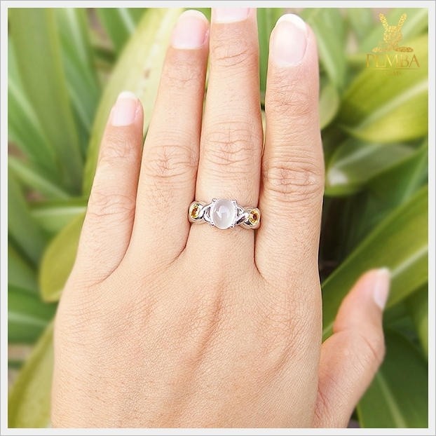 แหวนมูนสโตน เงินแท้ ชุบทองคำขาว