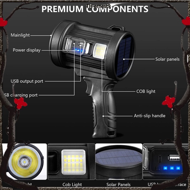 ไฟฉายสปอตไลท์ Hight Power ชาร์จแบตเตอรี่ ใช้สําหรับฉุกเฉิน กู้ภัย ดูดาว กิจกรรมกลางแจ้ง