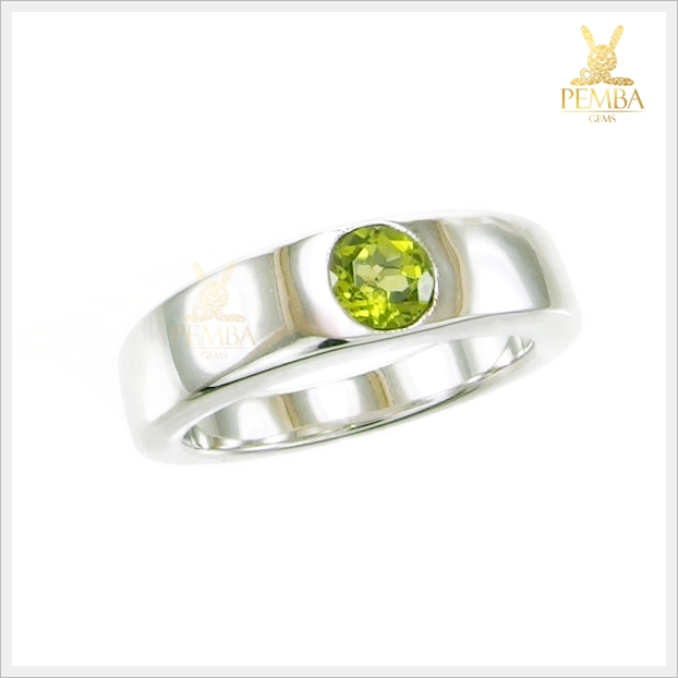 แหวนเพริดอตแท้ เม็ดเดี่ยว เงินแท้925 ชุบทองคำขาว เพิ่มเสน่ห์เสริมบารมี