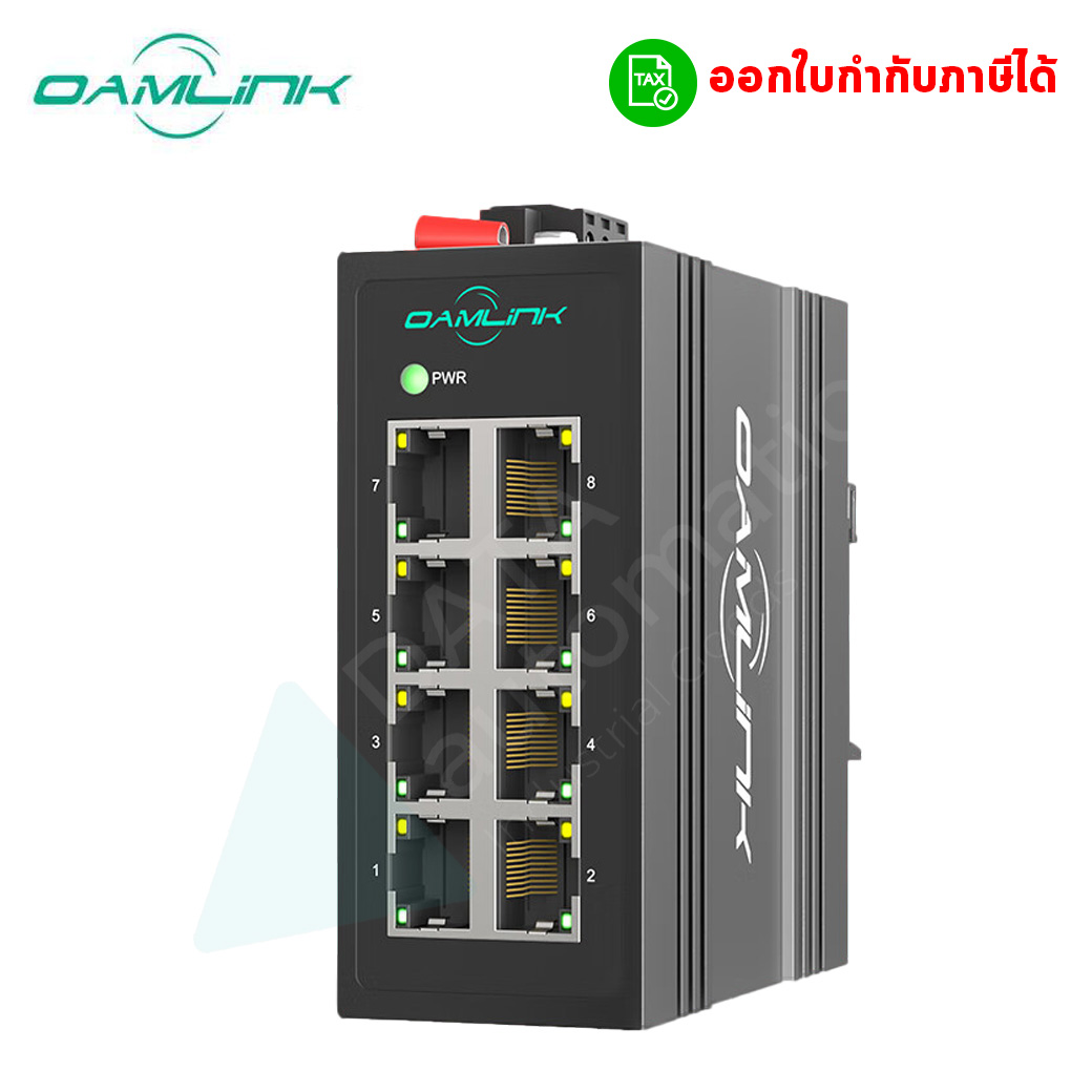 สวิตช์ฮับเกรดอุตสาหกรรม 8 Port /Use DIN Rial installation/12~58VDC (CE,FC,RoHs Certificate)