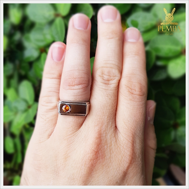 แหวนสเปสซาร์ไทต์ โกเมนสีส้มเม็ดเดี่ยว จริงใจไม่เปลี่ยนแปลง แหวนพลอยแท้