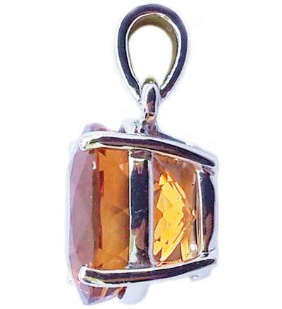 Oval Citrine Pendant จี้ซิทริน รูปไข่ 2 เม็ด หนักรวม 14.26 กะรัต ทองคำ YG 2.99 กรัมและ 3.15 กรัม ชุบทองคำขาว