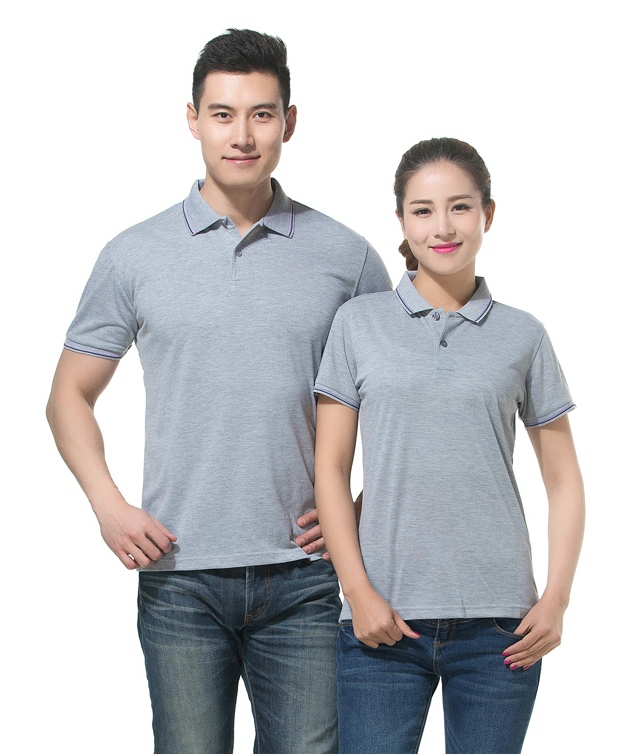 P6012012 เสื้อฟอร์มพนักงาน เสื้อยืดปกโปโล เสื้อโปโลสีเทา P6012012