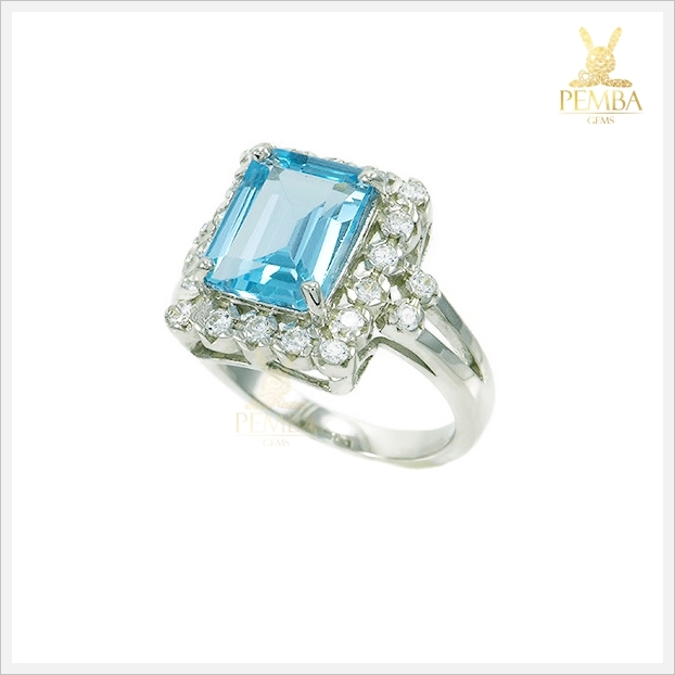 แหวนสกายบลูโทแพซ(Sky Blue Topaz) สีท้องฟ้าสดใส สบายตา