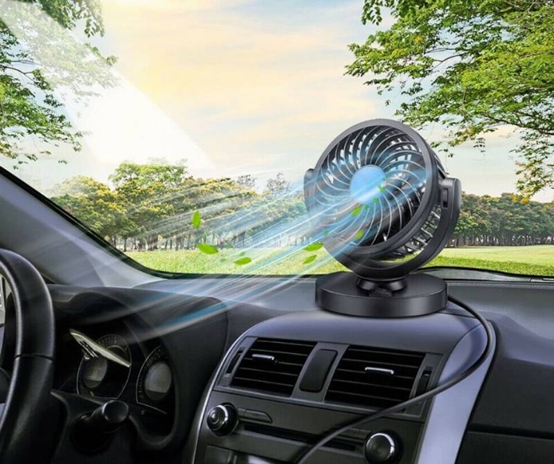 พัดลมติดรถยนต์ พัดลมระบายความร้อนในรถยนต์DC12/24Vปรับได้360องศา